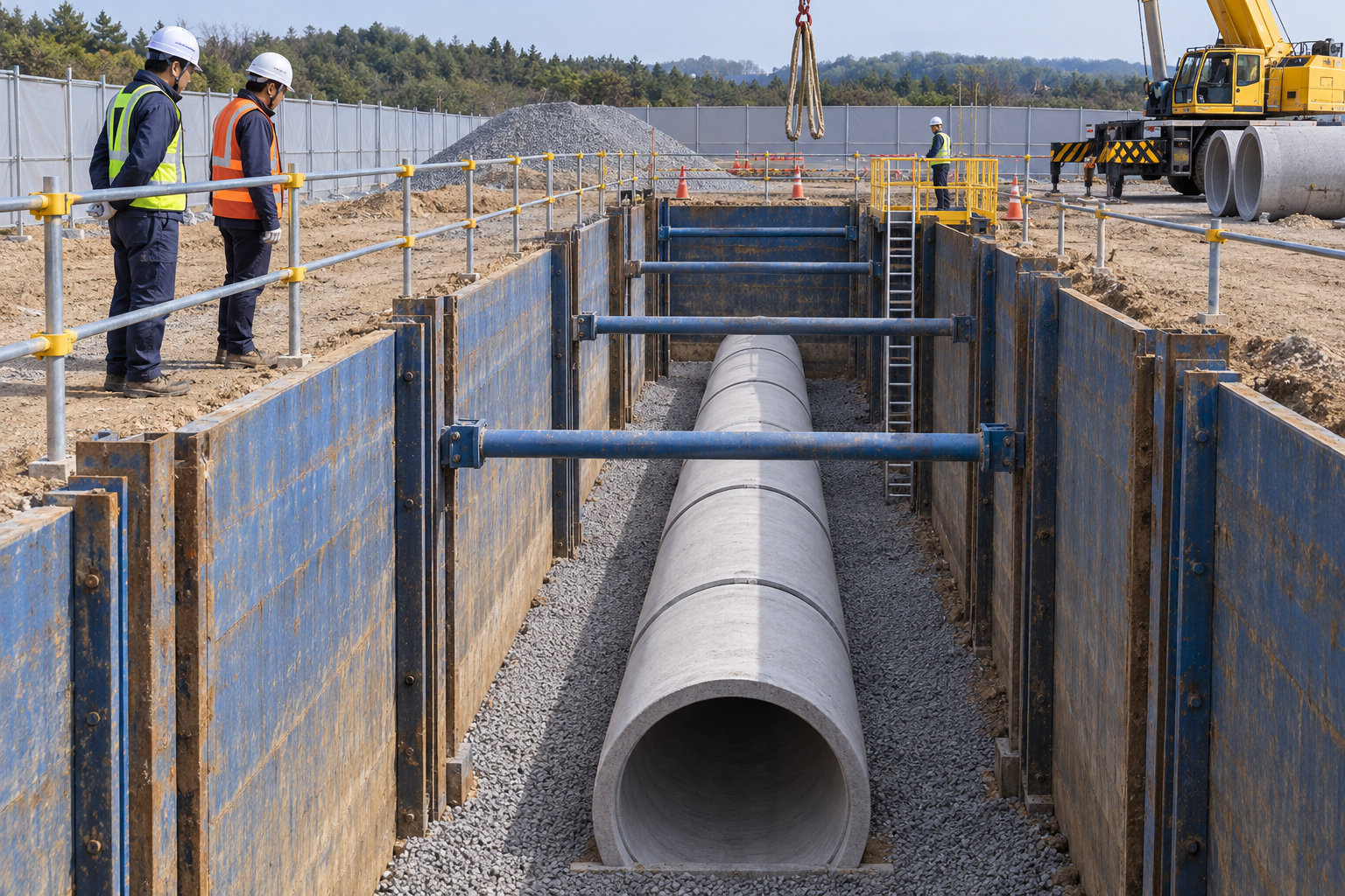 Educational illustration for Water and sewer pipeline installation