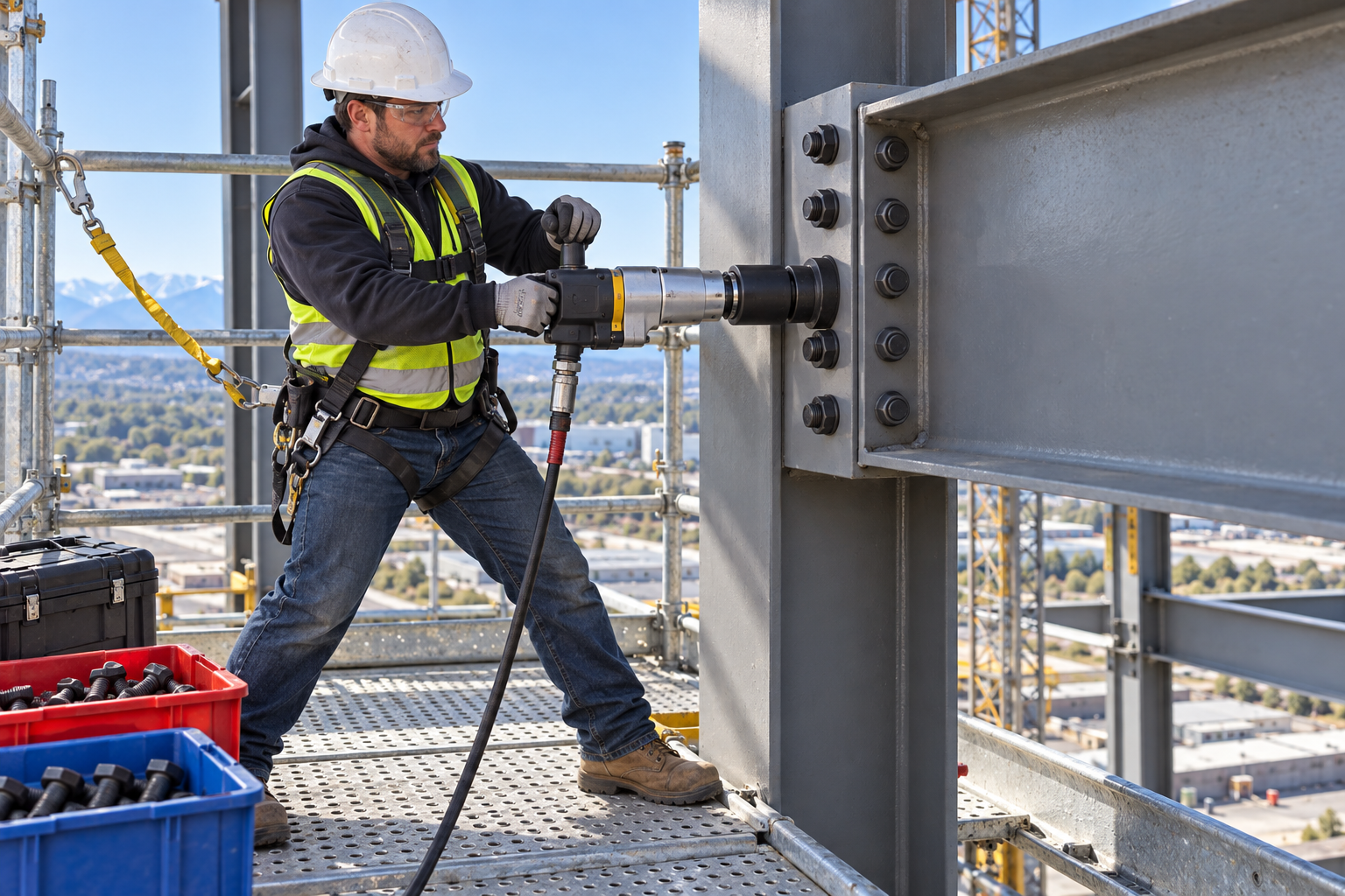 Educational illustration for Structural high-strength bolt tightening and inspection