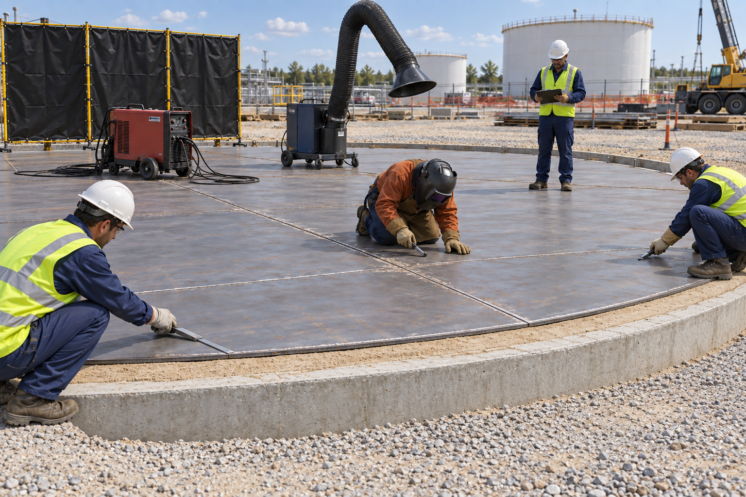 Educational illustration for New storage-tank bottom plate welding