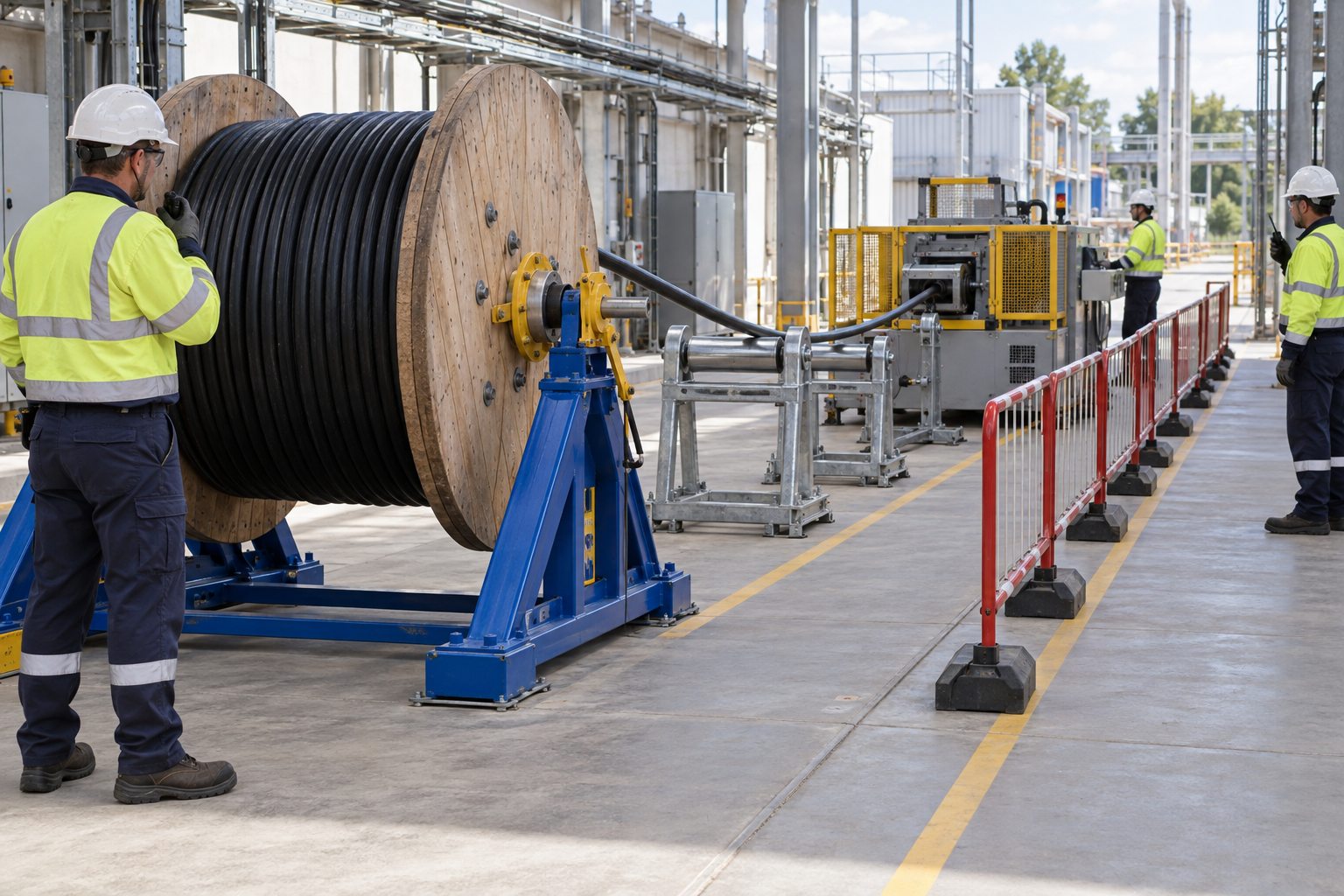 Educational illustration for Feeder cable pulling and securing