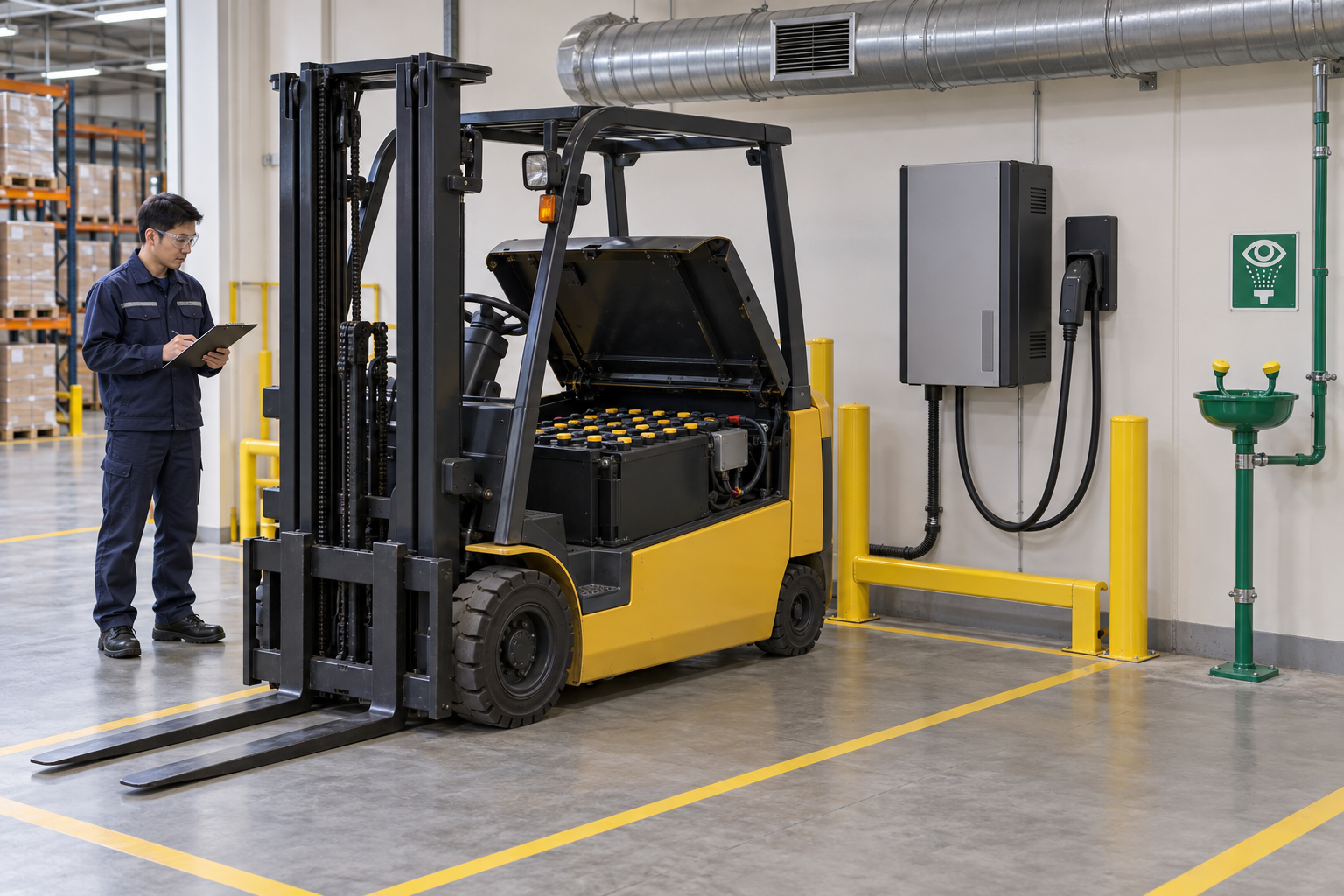 Educational illustration for Forklift Flooded Lead-Acid Battery Charging