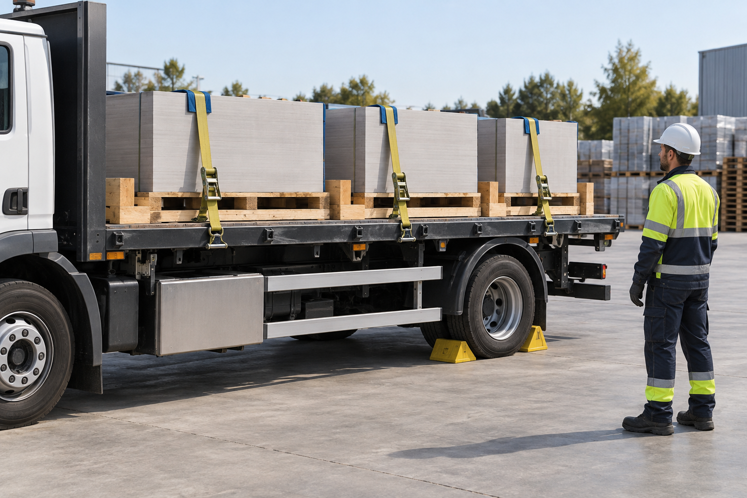 AI-generated educational illustration: Cargo ratchet-strap release