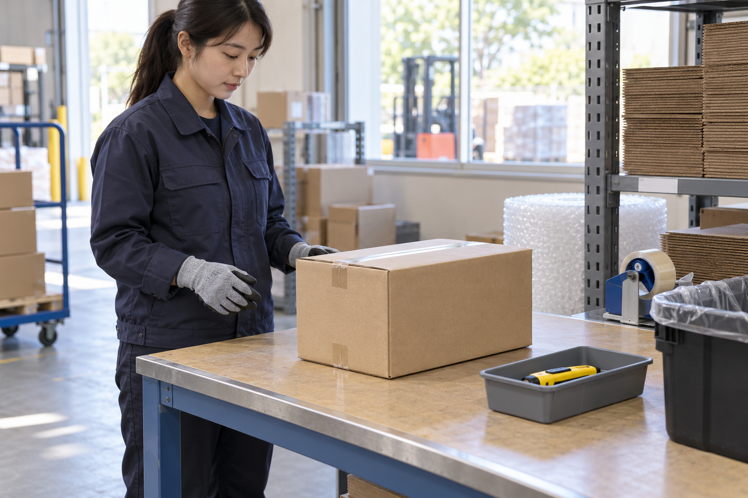 Educational illustration for Safety-cutter carton opening and unpacking
